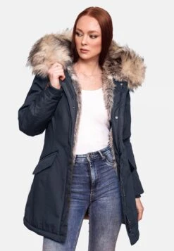 Navahoo Parkas Parka D’hiver Cristal Femme Bleu Foncé -Navahoo Soldes Magasin 492bcdab8b2012eb3c71e468054f6bbc